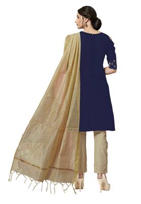 Navy-blue jacquard pure jacquard Salwar suit material with dupatta 3