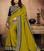 Pear embroidered fancy fabric saree with blouse