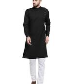 Black Plain Linen Kurta Pajama
