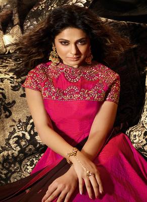 Magenta Embroidered Banarasi Silk Salwar 3