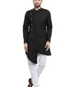 Black Plain Linen Kurta Pajama