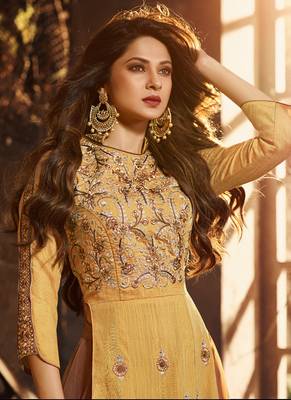 Light-Mustard Embroidered Silk Salwar 2
