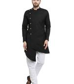 Black Plain Linen Kurta Pajama
