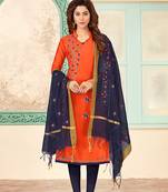 Orange embroidered cotton salwar
