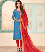 Blue embroidered cotton salwar