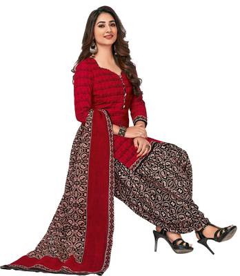 Maroon printed crepe salwar 1