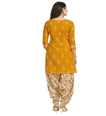 Yellow printed crepe salwar 2