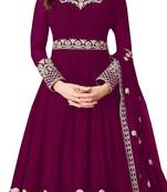 Maroon Embroidered Georgette Salwar