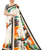 Black printed banarasi silk saree with blouse