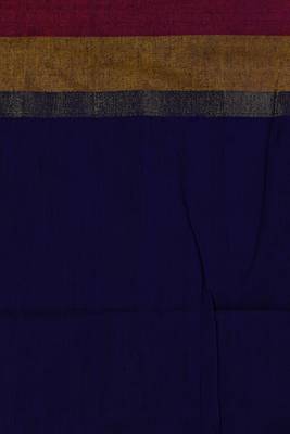 Candy Pink Blended Cotton Saree With Multi Color Border And Berry Blue Pallu 3