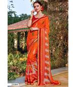 orange printed georgette saree with blouse