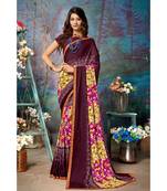 purple printed georgette saree with blouse