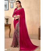 pink printed georgette saree with blouse