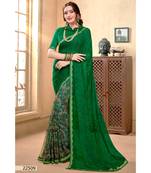 Green Printed Georgette Saree With Blouse