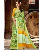 green printed jute_cotton saree with blouse