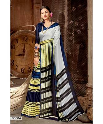 multicolor printed jute_cotton saree with blouse 1