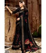 black printed jute_cotton saree with blouse