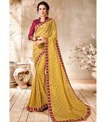 Yellow Printed Georgette Saree With Blouse