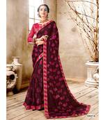Maroon Printed Georgette Saree With Blouse