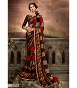 Brown Printed Georgette Saree With Blouse
