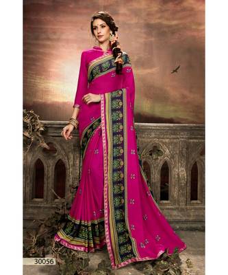 Pink Printed Georgette Saree With Blouse 1