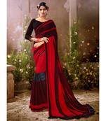 Red Printed Georgette Saree With Blouse