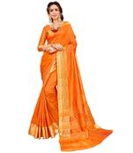 Orange Printed Banarasi_Silk Saree With Blouse