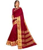 Maroon Printed Banarasi_Silk Saree With Blouse