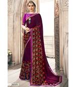 Maroon Printed Georgette Saree With Blouse