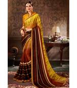 yellow printed chiffon saree with blouse