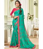 Green Printed Georgette Saree With Blouse