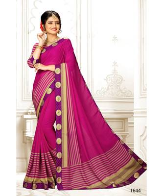 pink printed georgette saree with blouse 1