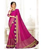 pink printed georgette saree with blouse