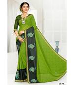 Green Printed Georgette Saree With Blouse