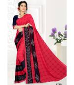 Pink Printed Georgette Saree With Blouse