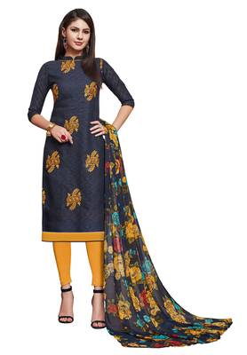 Navy-blue embroidered blended cotton salwar 1