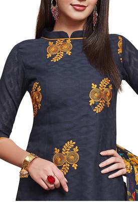 Navy-blue embroidered blended cotton salwar 2