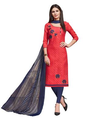 Light-pink embroidered cotton salwar suit with dupatta 1
