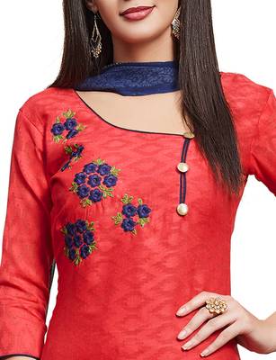 Light-pink embroidered cotton salwar suit with dupatta 2