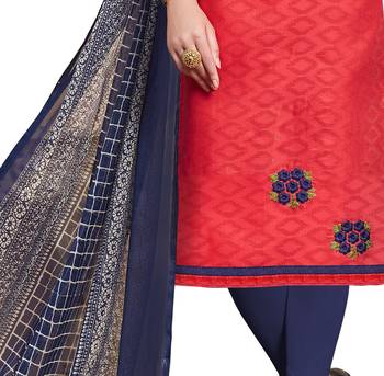 Light-pink embroidered cotton salwar suit with dupatta 3