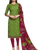 Mehendi embroidered blended cotton salwar