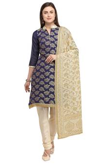 Navy-blue jacquard chanderi salwar