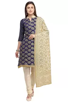 Navy-blue jacquard chanderi salwar