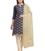 Navy-blue jacquard chanderi salwar
