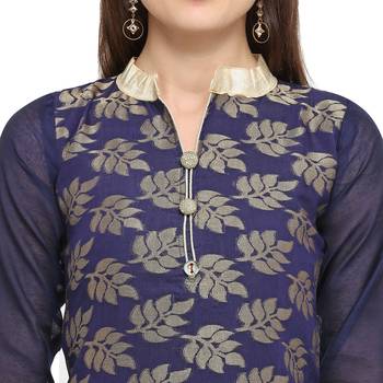 Navy-blue jacquard chanderi salwar 2
