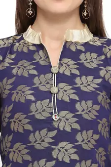 Navy-blue jacquard chanderi salwar