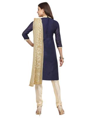Navy-blue jacquard chanderi salwar 3