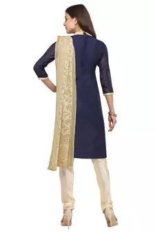 Navy-blue jacquard chanderi salwar