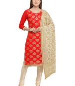 Red jacquard chanderi salwar