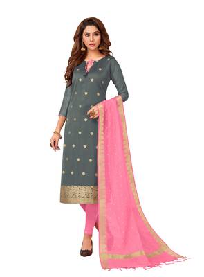 Grey Woven Banarasi Silk Salwar 1
